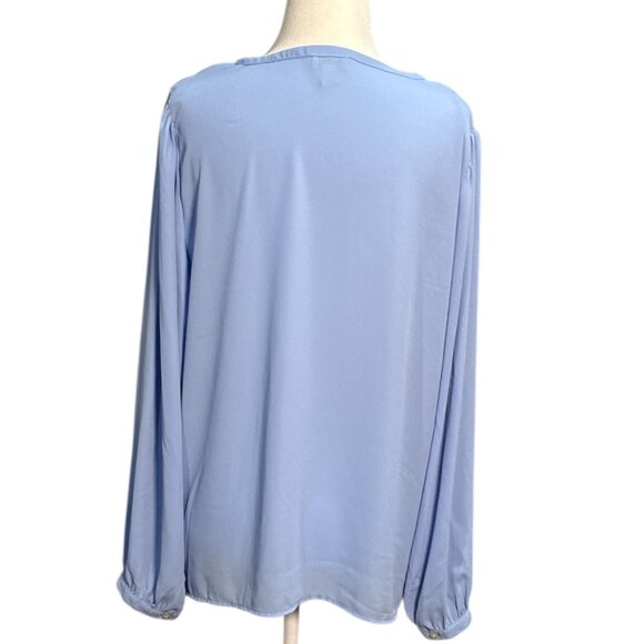 NEW J.Crew Womens Size L Top Light Blue V-Neck Long-Sleeve Summer Blouse - Picture 5 of 9